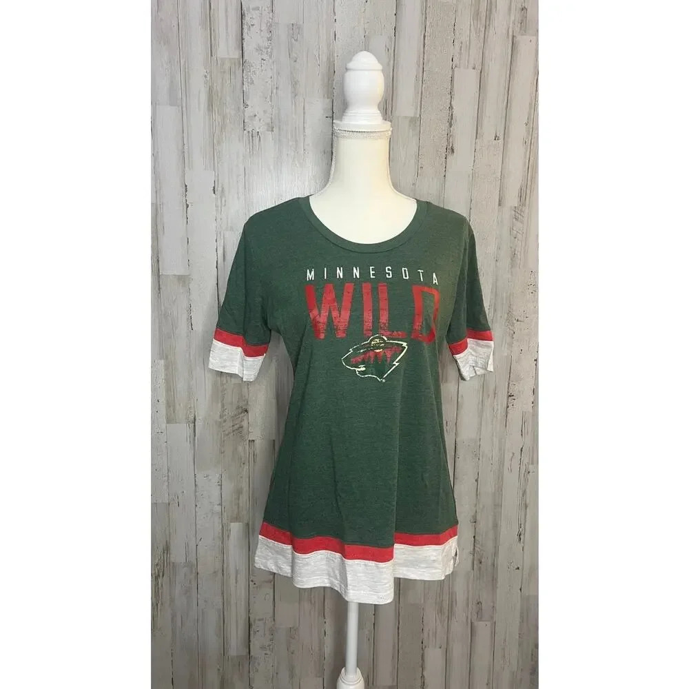 NWT Minnesota‎ Wild Women's Graphic Tee Green Red Short Sleeve Size Medium